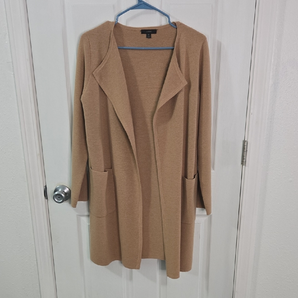 Tan Open Front Cardigan